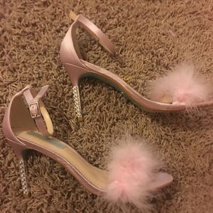 Betsey Johnson pink fluffy heels